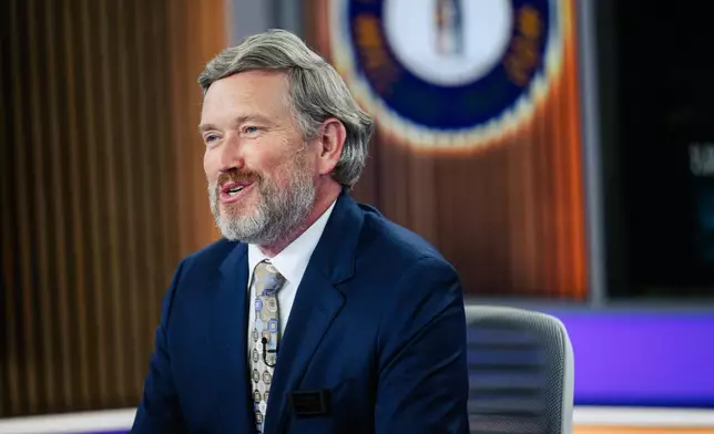 Rep. Thomas Massie, R-KY, sits at a table alone in the studio ahead of a Kentucky Educational Television (KET) debate, Monday, May 4, 2026, in Lexington, Ky. (AP Photo/Jon Cherry)