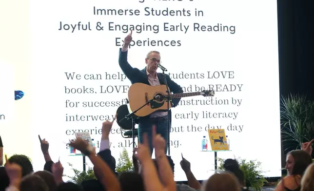 Eric Litwin, #1 New York Times bestselling author, award-winning musician, and original author of the “Pete the Cat” series, engages attendees through storytelling, music, and song during an interactive session at the Catalyst 26: Educare Network National Summit on Tuesday, May 12, 2026 in Tulsa, Oklahoma. The session explored how rhythm, repetition, and joy can build foundational literacy skills and foster a lifelong love of reading in young children.