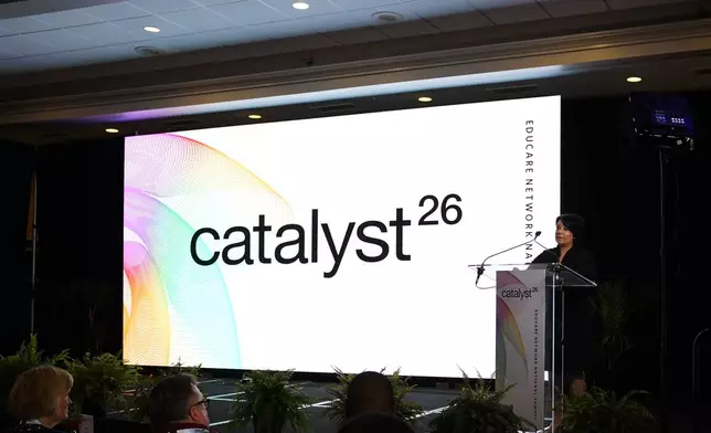 Kara H. Ahmed, President &amp; CEO of the Educare Network, delivers the welcome address during the Catalyst 26: Educare Network National Summit opening plenary on Tuesday, May 12, 2026 in Tulsa, Oklahoma. The national Educare Network is an independent organization advancing a unified approach to early childhood education in 25 schools across 15 states, the District of Columbia, and the Winnebago Reservation in Nebraska. By connecting research, practice, and policy, Educare builds high-quality early learning environments, supports workforce development, and informs public systems that shape outcomes for children from birth to age five.