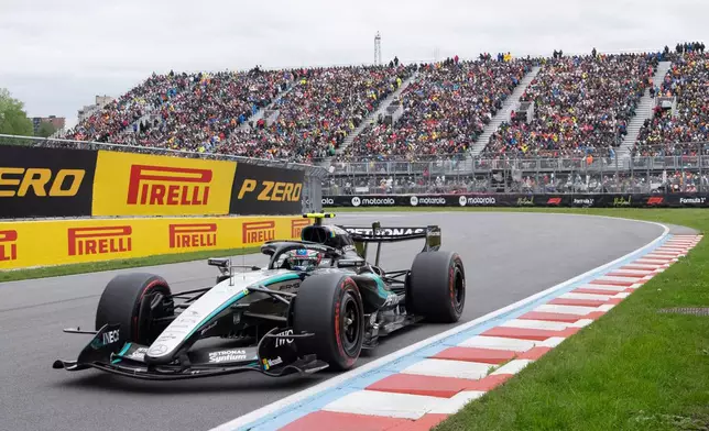 Mercedes driver Kimi Antonelli, of Italy, competes during the F1 Canadian Grand Prix auto race in Montreal, Sunday, May 24, 2026. (Christinne Muschi/The Canadian Press via AP)