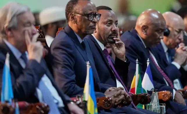 Prime Minister of Ethiopia Abiy Ahmed Ali attends the Africa Forward Summit at the Kenyatta International Convention Centre in Nairobi, Kenya, Tuesday, May 12, 2026. (AP Photo/Brian Inganga)