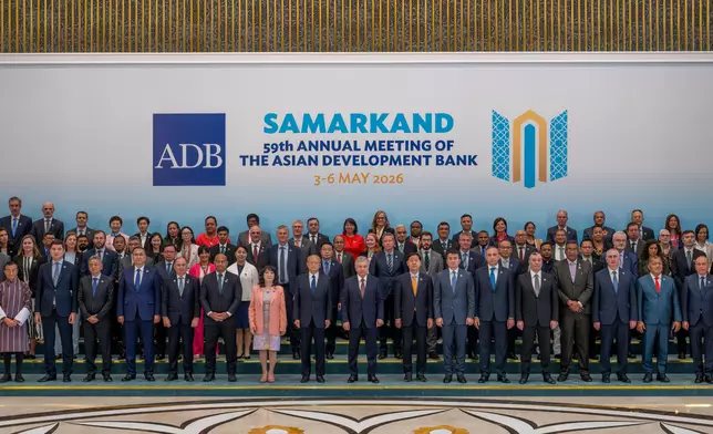 The Secretary for Financial Services and the Treasury, Mr Christopher Hui, attended the opening session of the 59th Annual Meeting of the Board of Governors of the Asian Development Bank (ADB) in Samarkand, Uzbekistan, on May 4 (Samarkand time). Photo shows Mr Hui (second row, seventh right) with the President of Uzbekistan, Mr Shavkat Mirziyoyev (first row, centre), the President of the ADB, Mr Masato Kanda (first row, eighth left), and governors of other countries at the opening session. Source: HKSAR Government Press Releases