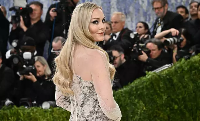Lindsey Vonn arrives at The Metropolitan Museum of Art's Costume Institute benefit gala celebrating the opening of the "Costume Art" exhibition on Monday, May 4, 2026, in New York. (Photo by Evan Agostini/Invision/AP)