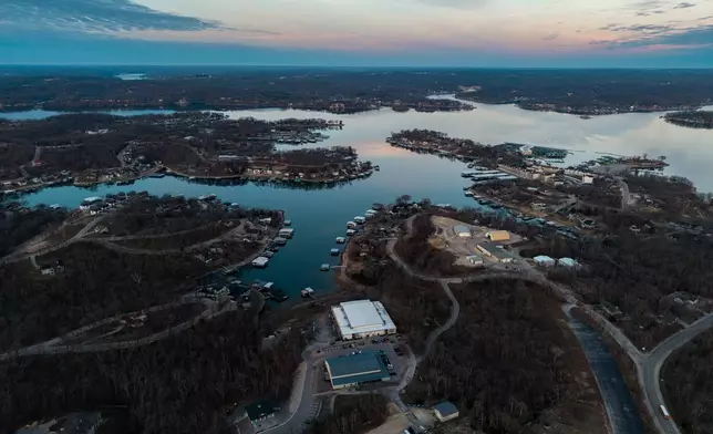 Dawn breaks on the Calo Programs Residential Treatment Center in this aerial photo, Feb. 25, 2026, in Lake Ozark, Mo. (AP Photo/Austin Johnson)