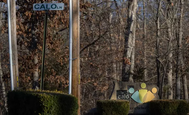 A sign for the Calo Programs Residential Treatment Center sits at the mouth of Calo Lane, Feb. 25, 2026, in Lake Ozark, Mo. (AP Photo/Austin Johnson)