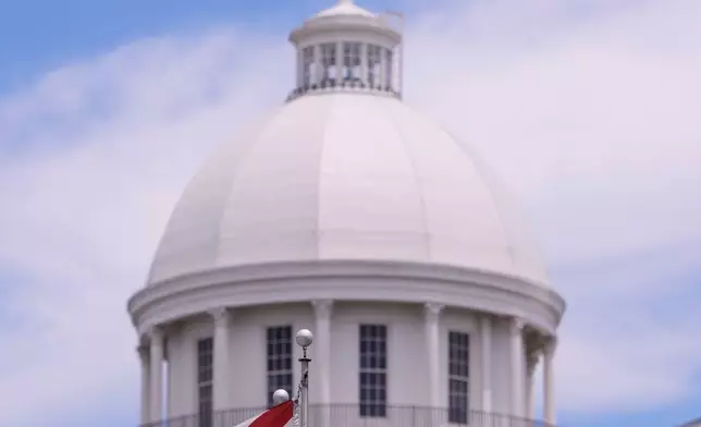 The State capitol is seen during a voting rally, Saturday, May 16, 2026, in Montgomery, Ala. (AP Photo/Mike Stewart)