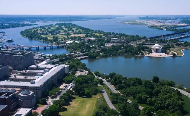 The East Potomac Golf Course is seen from the Washington Monument, Tuesday, May 5, 2026, in Washington. (AP Photo/Julia Demaree Nikhinson)