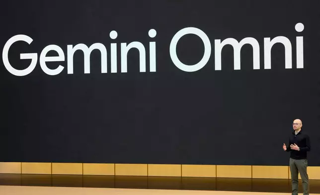 Demis Hassabis, Co-Founder and CEO, Google DeepMind, speaks about Gemini Omni at a Google I/O event in Mountain View, Calif., Tuesday, May 19, 2026. (AP Photo/Jeff Chiu)