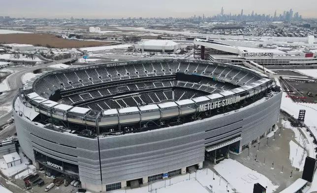 FILE - The Manhattan skyline is seen behind MetLife Stadium in East Rutherford, N.J., Tuesday, Jan. 3, 2026. (AP Photo/Seth Wenig, File)
