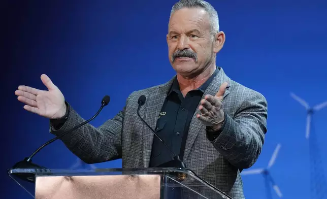 Chad Bianco speaks during a gubernatorial debate hosted by CBS LA at Pomona College in Claremont, Calif., Tuesday, April 28, 2026. (AP Photo/Jae C. Hong)
