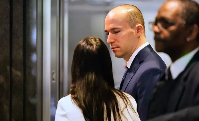 OpenAI president Greg Brockman, center, arrives at the U.S. District Court in Oakland, Calif., Thursday, April 30, 2026. (AP Photo/Godofredo A. Vásquez)