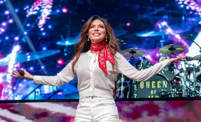 FILE - Shania Twain performs during the Calgary Stampede in Calgary, Alberta, Canada on July 5, 2025. (Photo by Amy Harris/Invision/AP, File)