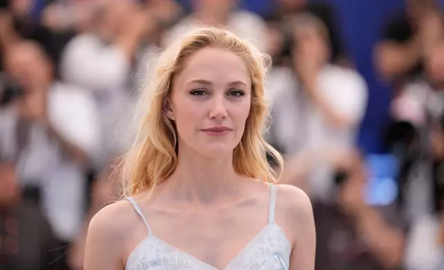 Maika Monroe poses for photographers at the photo call for the film 'Victorian Psycho' during the 79th international film festival, Cannes, southern France, Thursday, May 21, 2026. (AP Photo/John Locher)