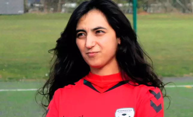 FILE - This Tuesday, March 8, 2016 file photo shows Khalida Popal, the former Afghanistan national women's team captain, in Copenhage, Denmark. (AP Photos/Jan M. Olsen, File)