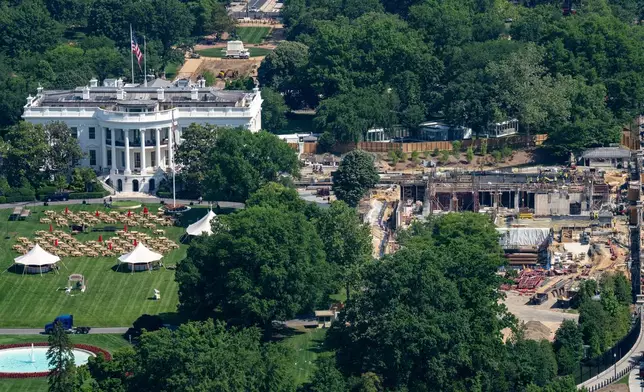 Work continues on the construction of the ballroom at the White House, Tuesday, May 19, 2026, in Washington, where the East Wing once stood. (AP Photo/Alex Brandon)