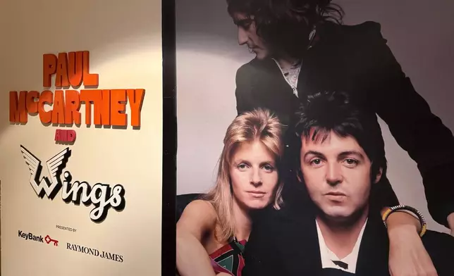 The entrance of the Paul McCartney and WINGS exhibit at the Rock Roll Hall of Fame in Cleveland, Ohio, on Thursday, May 14, 2026. (AP Photo/Patrick Aftoora-Orsagos)