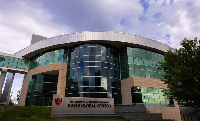 Nebraska Medicine's Davis Global Center is seen on Sunday, May 10,2026 in Omaha, Neb. where American passengers from the hantavirus-stricken cruise ship will quarantine. (AP Photo/Rebecca S. Gratz)