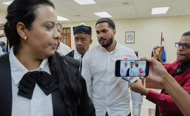 Tampa Bay Rays shortstop Wander Franco leaves court after his trial on charges of sexually abusing a minor in Puerto Plata, Dominican Republic, Monday, May 25, 2026. (AP Photo/Ricardo Hernandez)