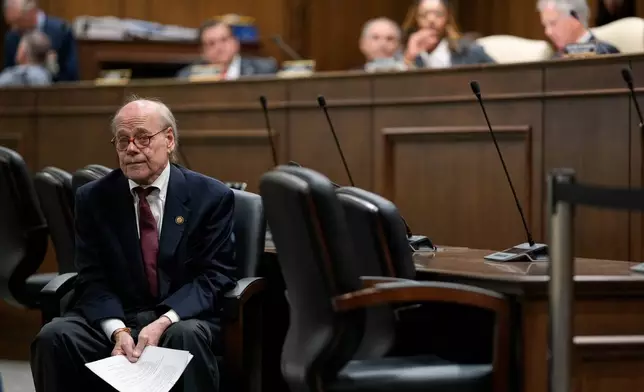 Rep. Steve Cohen, D-Tenn., of Memphis, sits at before a Senate Judiciary committee after testifying during a special session of the state legislature to redraw U.S. Congressional voting maps Wednesday, May 6, 2026, in Nashville, Tenn. (AP Photo/George Walker IV)