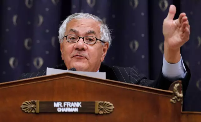 FILE - House Financial Services Committee Chairman Rep. Barney Frank, D-Mass., speaks on Capitol Hill in Washington, July 22, 2010. (AP Photo/Alex Brandon, File)