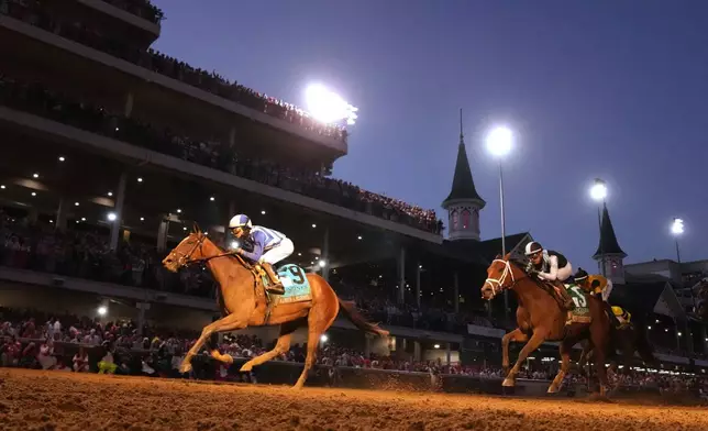 Always a Runner (9) ridden by Jose L. Ortiz wins the 152nd running of the Kentucky Oaks horse race at Churchill Downs, Friday, May 1, 2026, in Louisville, Ky. (AP Photo/Abbie Parr)