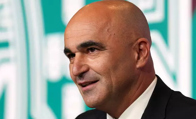 Portugal's head coach Roberto Martinez announces the squad for the 2026 World Cup, in Oeiras, outside Lisbon, Tuesday, May 19, 2026. (AP Photo/Armando Franca)