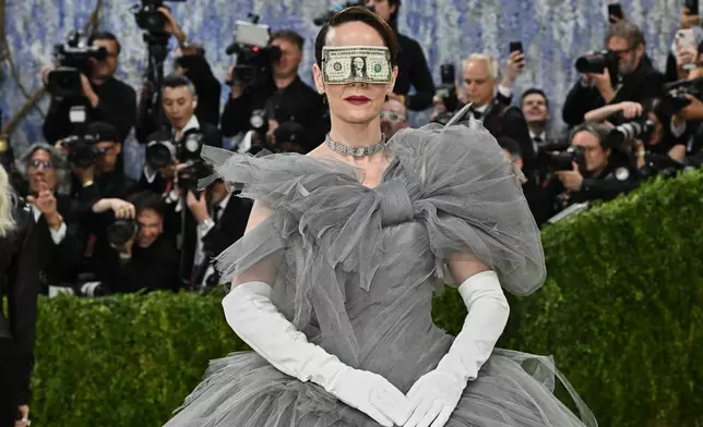 Sarah Paulson arrives at The Metropolitan Museum of Art's Costume Institute benefit gala celebrating the opening of the "Costume Art" exhibition on Monday, May 4, 2026, in New York. (Photo by Evan Agostini/Invision/AP)