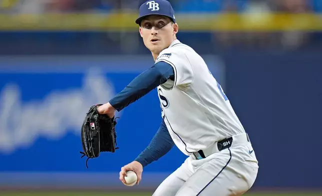 Tampa Bay Rays pitcher Griffin Jax goes into his delivery against the Baltimore Orioles during the first inning of a baseball game Tuesday, May 19, 2026, in St. Petersburg, Fla. (AP Photo/Chris O'Meara)