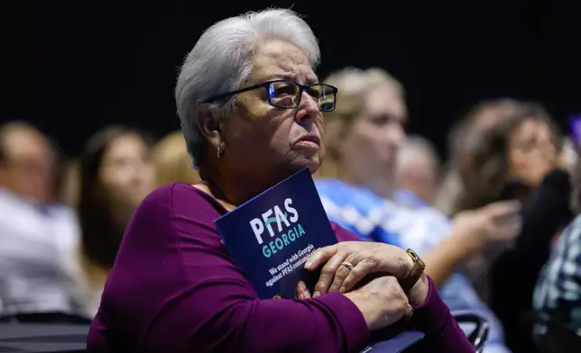 Rome resident Kathy Miller attends a town hall about PFAS chemicals at Forum River Center in Rome, Ga., on March 31, 2026. (Arvin Temkar/Atlanta Journal-Constitution via AP)