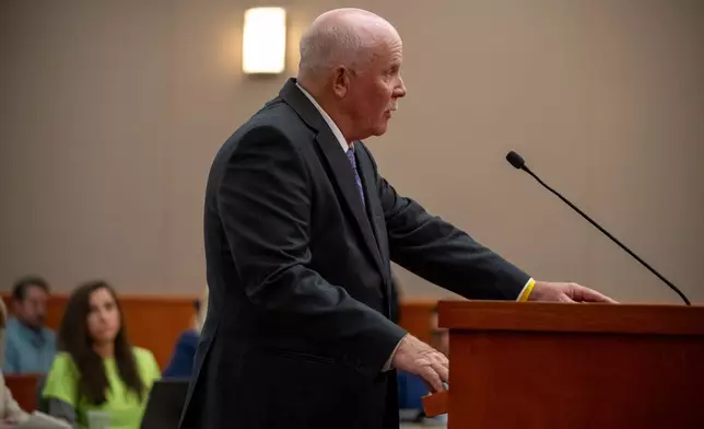 Gene Richins makes an impact statement during the sentencing of Kouri Richins in 3rd District Court in Park City, Utah, Wednesday, May 13, 2026. (Trent Nelson/The Salt Lake Tribune via AP, Pool)