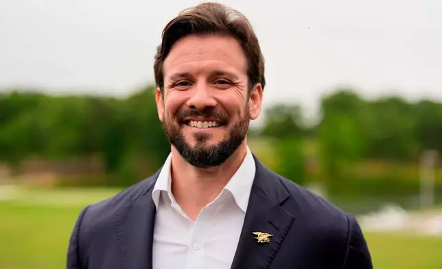 FILE - Republican candidate for U.S. Senate, Jared Hudson poses for a for a photo during the Stars of the State luncheon sponsored by the Wiregrass Republican Women, May 7, 2026, in Enterprise, Ala. (AP Photo/Mike Stewart, File)