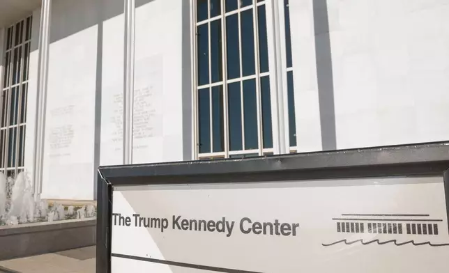 The John F. Kennedy Center for Performing Arts is seen in Washington, Friday, May 29, 2026. (AP Photo/Cliff Owen)