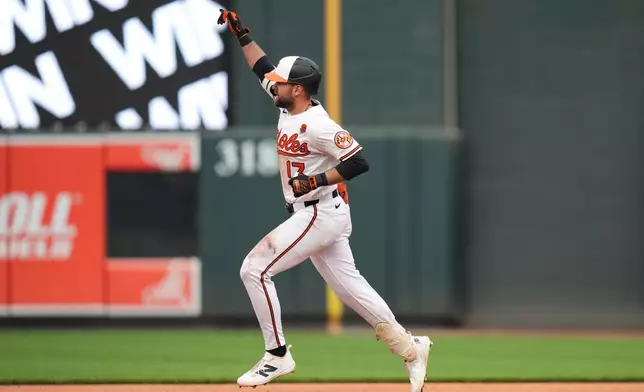 Baltimore Orioles' Colton Cowser rounds the bases after hitting a walkoff two-run home run during the 13th inning of a baseball game against the Tampa Bay Rays, Monday, May 25, 2026, in Baltimore. (AP Photo/Stephanie Scarbrough)
