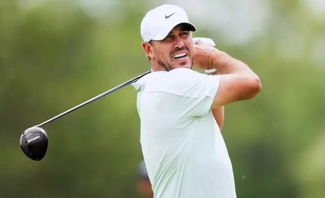 American Brooks Koepka hits his tee shot on the second hole during the Canadian Open in Caledon, Ontario, Thursday, June 11, 2026. (Nathan Denette/The Canadian Press via AP)