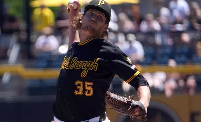 Pittsburgh Pirates pitcher Braxton Ashcraft delivers against the Minnesota Twins in th first inning of a baseball game in Pittsburgh, Sunday, May 31, 2026. (AP Photo/Tom E. Puskar)