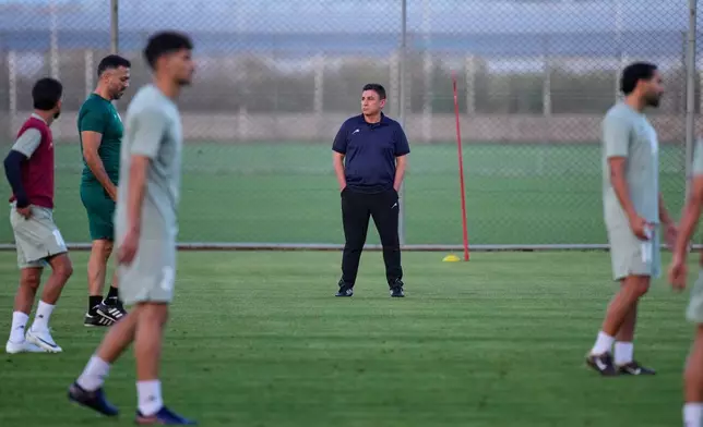 Iran's head coach Amir Ghalenoei attends a training session, in Antalya, southern Turkey, Tuesday, June 2, 2026, ahead of the World Cup soccer tournament. (AP Photo/Khalil Hamra)