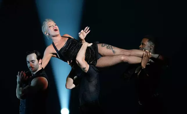 Host Pink performs "All That Jazz" during the 79th Tony Awards on Sunday, June 7, 2026, at Radio City Music Hall in New York. (Photo by Charles Sykes/Invision/AP)