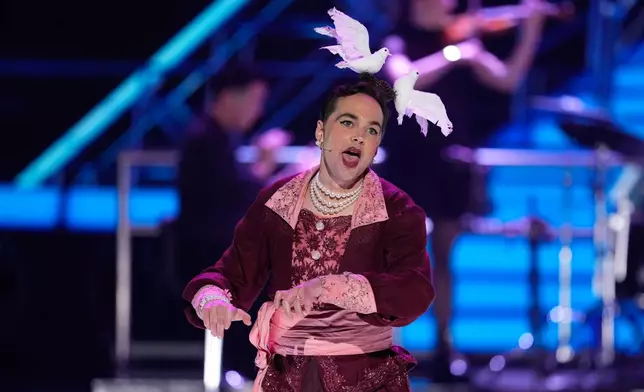 Jim Parsons performs a number from "Titanique" during the 79th Tony Awards on Sunday, June 7, 2026, at Radio City Music Hall in New York. (Photo by Charles Sykes/Invision/AP)