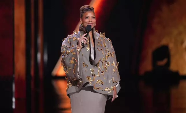 Queen Latifah introduces a performance from "Chicago" during the 79th Tony Awards on Sunday, June 7, 2026, at Radio City Music Hall in New York. (Photo by Charles Sykes/Invision/AP)