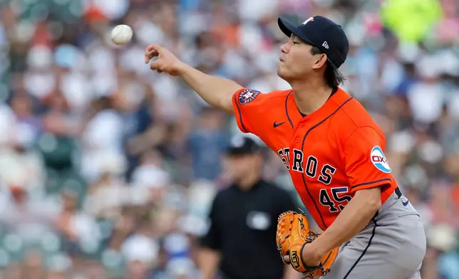 Houston Astros' Tatsuya Imai pitchs against the Detroit Tigers during the first inning of a baseball game Thursday, June 25, 2026, in Detroit. (AP Photo/Duane Burleson)