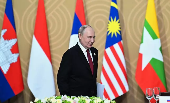 Russian President Vladimir Putin attends the Russia-ASEAN summit in Kazan, Russia, Thursday, June 18, 2026. (Sergei Bobylev/Sputnik, Kremlin Pool Photo via AP)