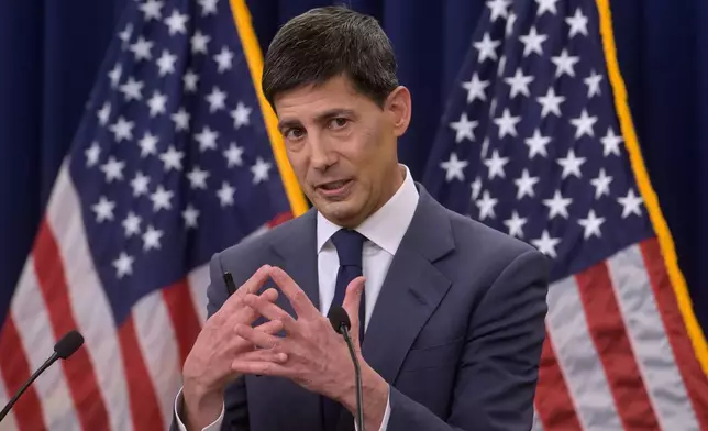 Federal Reserve Chairman Kevin Warsh speaks during a news conference following the Federal Open Market Committee meeting, Wednesday, June 17, 2025, in Washington. (AP Photo/Rod Lamkey, Jr.)