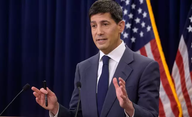 Federal Reserve Chairman Kevin Warsh speaks during a news conference following the Federal Open Market Committee meeting, Wednesday, June 17, 2025, in Washington. (AP Photo/Rod Lamkey, Jr.)