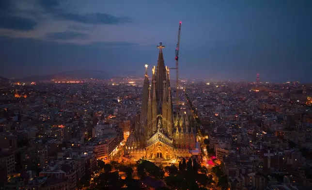 A view of the Basilica of the Sagrada Familia in Barcelona, Spain, Saturday, May 30, 2026, ahead of Pope Leo XIV's visit to Barcelona in June. (AP Photo/Emilio Morenatti)