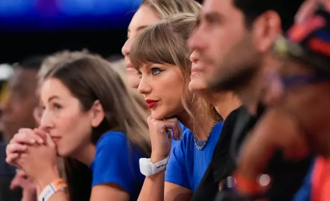 Taylor Swift watches during the first half of Game 4 of the NBA Finals basketball series between the San Antonio Spurs and the New York Knicks, Wednesday, June 10, 2026, in New York. (AP Photo/Ross D. Franklin)