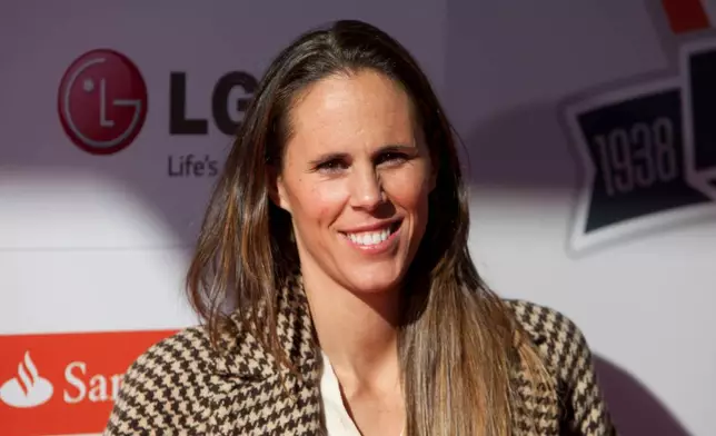 FILE - Spanish professional women's basketball player Amaya Valdemoro poses for photographers before the Marca Leyenda Awards Ceremony at Callao Cinema in Madrid on Nov. 26, 2013. (AP Photo/Abraham Caro Marin, File)