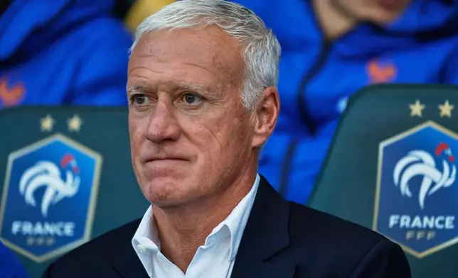 France's head coach Didier Deschamps waits for the start of the international friendly soccer match between France and Ivory Coast in Nantes, France, Thursday, June 4, 2026. (AP Photo/Jeremias Gonzalez)