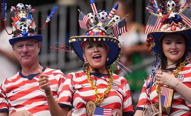 German fans cheer before the World Cup Group E soccer match between Germany and Curacao in Houston, Sunday, June 14, 2026. (AP Photo/Eric Gay)