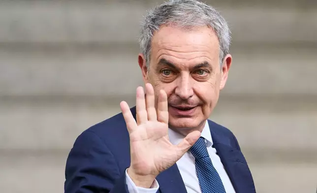 Former Spanish Prime Minister José Luis Rodríguez Zapatero arrives at the National Court to be questioned by a judge in an investigation into alleged influence peddling and other possible crimes related to the government's bailout of an airline, in Madrid, Spain, Wednesday, June 17, 2026. (AP Photo/Bernat Armangue)
