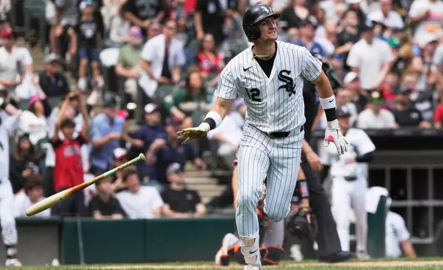 Chicago White Sox's Colson Montgomery runs after hitting a solo home run during the seventh inning of a baseball game against the Detroit Tigers in Chicago, Sunday, May 31, 2026. (AP Photo/Nam Y. Huh)